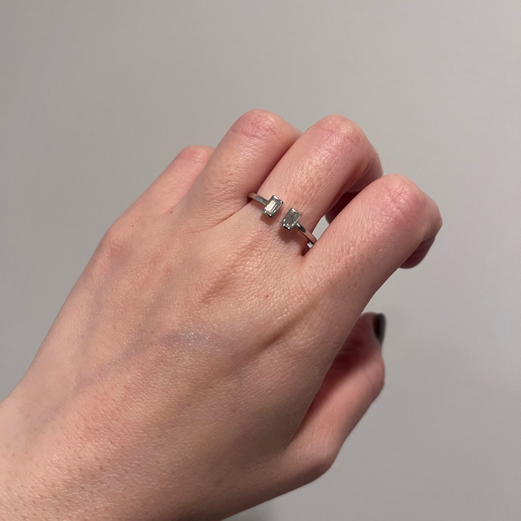 Nwt Diamonique Tiffany Baguette Diamond Open Ring 39$